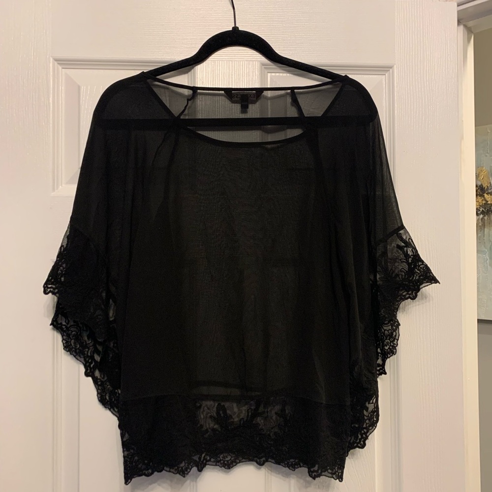 Sheer Black Poncho with Lace Detail 🖤